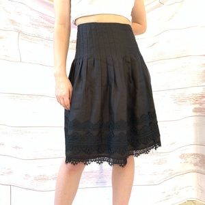 Vintage silk and lace midi skirt size 6 black lined size 6